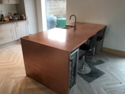 Fabricated copper worktop